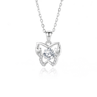 Simple Style Butterfly Sterling Silver Inlay Moissanite Zircon Pendant Necklace sku image 1