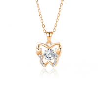 Simple Style Butterfly Sterling Silver Inlay Moissanite Zircon Pendant Necklace sku image 2