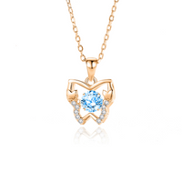 Simple Style Butterfly Sterling Silver Inlay Moissanite Zircon Pendant Necklace sku image 4