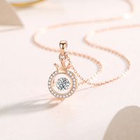 Simple Style Crown Sterling Silver Inlay Moissanite Zircon Pendant Necklace main image video