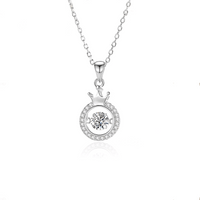 Style Simple Couronne Argent Sterling Incruster Moissanite Zircon Pendentif sku image 1