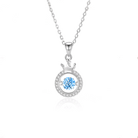 Simple Style Crown Sterling Silver Inlay Moissanite Zircon Pendant Necklace sku image 3