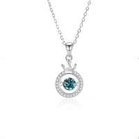 Simple Style Crown Sterling Silver Inlay Moissanite Zircon Pendant Necklace sku image 7