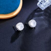 1 Pair Simple Style Commute Solid Color Plating Inlay Copper Zircon White Gold Plated Rhodium Plated Ear Studs main image 7