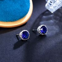 1 Pair Simple Style Commute Solid Color Plating Inlay Copper Zircon White Gold Plated Rhodium Plated Ear Studs main image 6