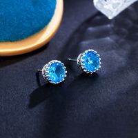 1 Pair Simple Style Commute Solid Color Plating Inlay Copper Zircon White Gold Plated Rhodium Plated Ear Studs sku image 11