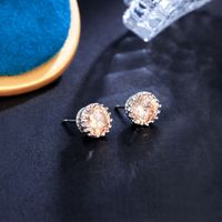 1 Pair Simple Style Commute Solid Color Plating Inlay Copper Zircon White Gold Plated Rhodium Plated Ear Studs sku image 6