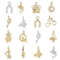 Simple Style Dolphin Butterfly Copper Plating Inlay Zircon 18k Gold Plated Charms Jewelry Accessories main image 1