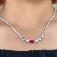 Kupfer Elegant Dame Einfacher Stil Überzug Inlay Geometrisch Herzform Zirkon Halskette Mit Anhänger main image 4
