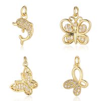Simple Style Dolphin Butterfly Copper Plating Inlay Zircon 18k Gold Plated Charms Jewelry Accessories main image 2