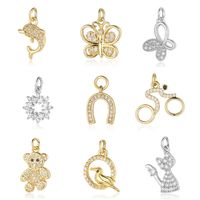 Simple Style Dolphin Butterfly Copper Plating Inlay Zircon 18k Gold Plated Charms Jewelry Accessories main image 3