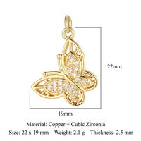 Simple Style Dolphin Butterfly Copper Plating Inlay Zircon 18k Gold Plated Charms Jewelry Accessories sku image 17