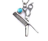 Hip-hop Retro Scissors Titanium Steel Inlay Turquoise Charms Jewelry Accessories sku image 3