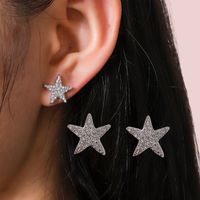 1 Pair Simple Style Star Inlay Alloy Zircon Ear Studs main image 1