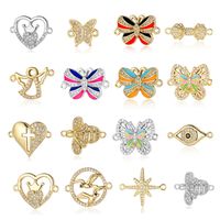 Simple Style Heart Shape Bee Butterfly Copper Plating Inlay Zircon 18k Gold Plated Jewelry Accessories main image 1