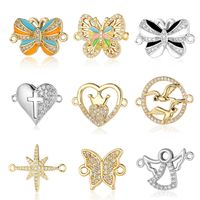 Simple Style Heart Shape Bee Butterfly Copper Plating Inlay Zircon 18k Gold Plated Jewelry Accessories main image 2