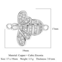 Simple Style Heart Shape Bee Butterfly Copper Plating Inlay Zircon 18k Gold Plated Jewelry Accessories sku image 5