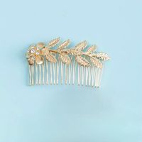 Women's Retro Solid Color Metal Inlay Rhinestones Insert Comb main image 4