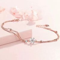 Casual Solid Color Flower Sterling Silver Plating Inlay Zircon Silver Plated Bracelets main image 4