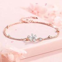 Casual Solid Color Flower Sterling Silver Plating Inlay Zircon Silver Plated Bracelets sku image 2