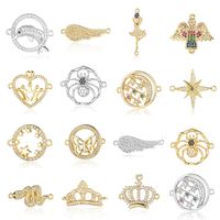 Simple Style Angel Moon Crown Copper Plating Inlay Zircon Gold Plated Silver Plated Charms Jewelry Accessories main image 1