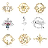 Simple Style Angel Moon Crown Copper Plating Inlay Zircon Gold Plated Silver Plated Charms Jewelry Accessories main image 3