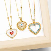 Simple Style Streetwear Heart Shape Copper Plating Inlay Zircon 18k Gold Plated Pendant Necklace main image 1