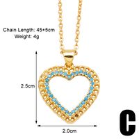 Simple Style Streetwear Heart Shape Copper Plating Inlay Zircon 18k Gold Plated Pendant Necklace sku image 2