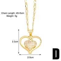 Simple Style Streetwear Heart Shape Copper Plating Inlay Zircon 18k Gold Plated Pendant Necklace sku image 3