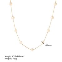 304 Stainless Steel Freshwater Pearl 18K Gold Plated Lady Simple Style Polishing Plating Solid Color Bracelets Necklace main image 4