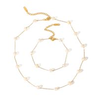 Acier Inoxydable 304 Perle D'eau Douce Plaqué Or 18K Dame Style Simple Polissage Placage Couleur Unie Bracelets Collier main image 2