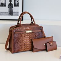 Women's All Seasons Pu Leather Solid Color Elegant Square Zipper Bag Sets main image 5