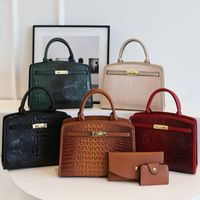 Women's All Seasons Pu Leather Solid Color Elegant Square Zipper Bag Sets main image 4