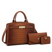 Women's All Seasons Pu Leather Solid Color Elegant Square Zipper Bag Sets sku image 10