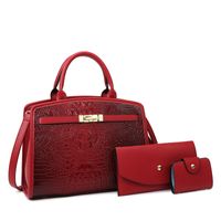 Women's All Seasons Pu Leather Solid Color Elegant Square Zipper Bag Sets sku image 7