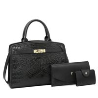 Women's All Seasons Pu Leather Solid Color Elegant Square Zipper Bag Sets sku image 6