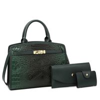 Women's All Seasons Pu Leather Solid Color Elegant Square Zipper Bag Sets sku image 8