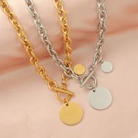 Titanium Steel 18K Gold Plated Simple Style Plating Solid Color None Pendant Necklace main image 2