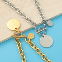 Titanium Steel 18K Gold Plated Simple Style Plating Solid Color None Pendant Necklace main image 7