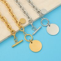 Titanium Steel 18K Gold Plated Simple Style Plating Solid Color None Pendant Necklace main image 4