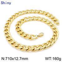 Hip-Hop Retro Solid Color Titanium Steel Chain 18K Gold Plated Men's Bracelets Necklace sku image 21