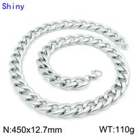 Hip-Hop Retro Solid Color Titanium Steel Chain 18K Gold Plated Men's Bracelets Necklace sku image 4