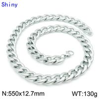 Hip-Hop Retro Solid Color Titanium Steel Chain 18K Gold Plated Men's Bracelets Necklace sku image 6