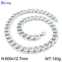 Hip-Hop Retro Solid Color Titanium Steel Chain 18K Gold Plated Men's Bracelets Necklace sku image 9