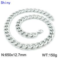 Hip-Hop Retro Solid Color Titanium Steel Chain 18K Gold Plated Men's Bracelets Necklace sku image 12