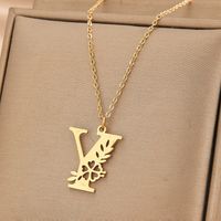 Wholesale Basic Classic Style Letter Stainless Steel Plating Pendant Necklace sku image 25
