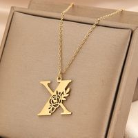 Wholesale Basic Classic Style Letter Stainless Steel Plating Pendant Necklace sku image 24