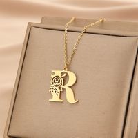 Wholesale Basic Classic Style Letter Stainless Steel Plating Pendant Necklace sku image 19