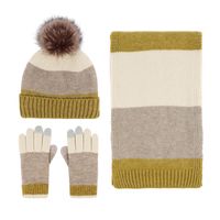 Unisex Vintage-stil Farbblock Woll Mischung 3-teiliges Set sku image 2