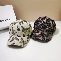 Women's Retro Flower Butterfly Curved Eaves Baseball Cap main image 6